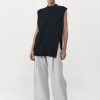 ST. AGNI Deconstructed Rib Knit Tunic - Black | Knitwear